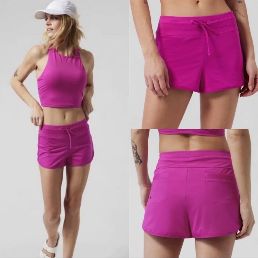 Athleta Surge Swim short bright pink drawstring size large